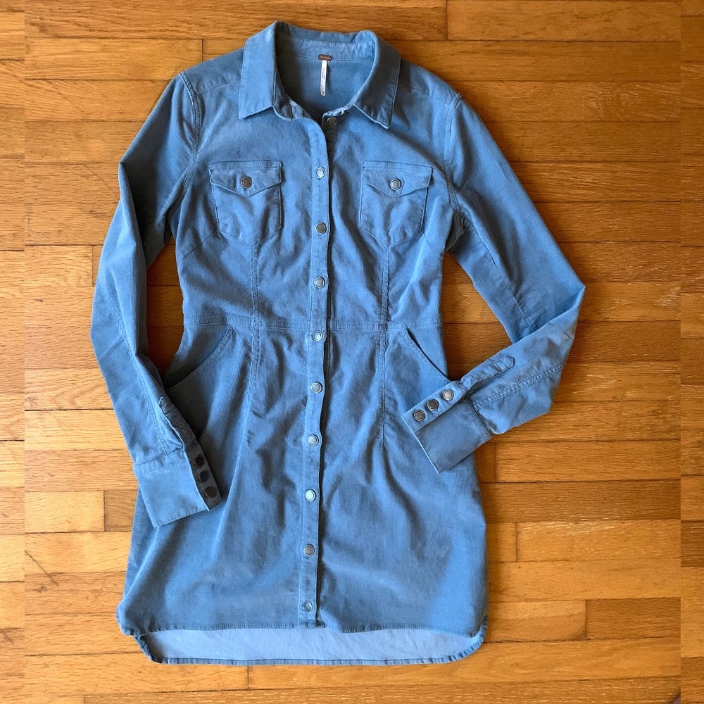 Free People S/P Fine Wale Corduroy Shirtdress
